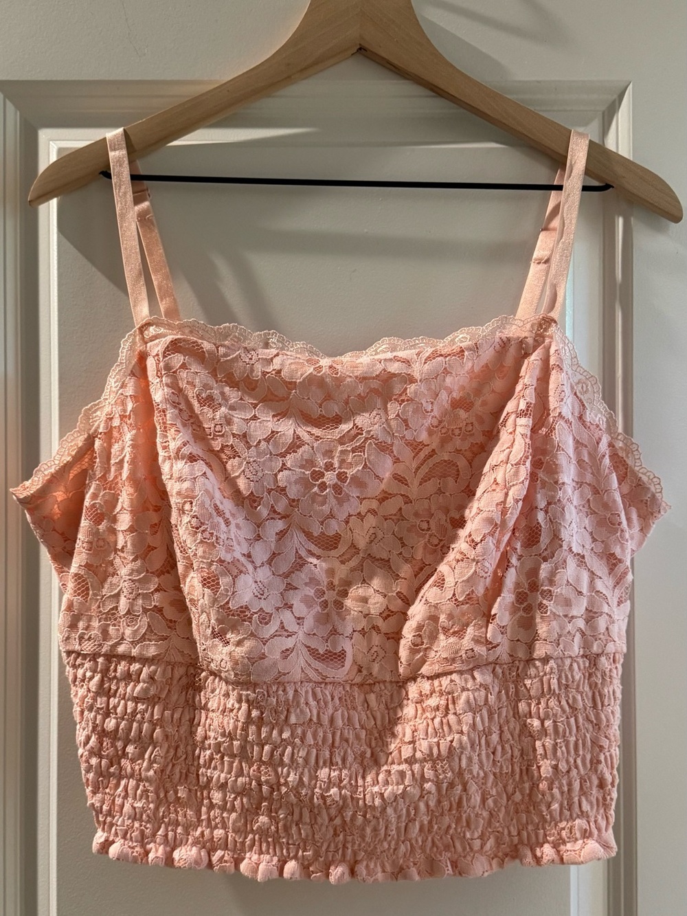 torrid Pink Lace Smocked Crop Top 2 Cold Shoulder Cottagecore